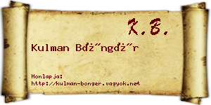 Kulman Böngér névjegykártya